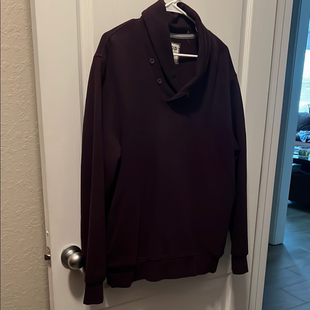 Izod Purple Shawl Collar Sweatshirt Long Sleeve Knit